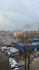 Dark smoke plumes rise from industrial area in Sankt-Peterburg