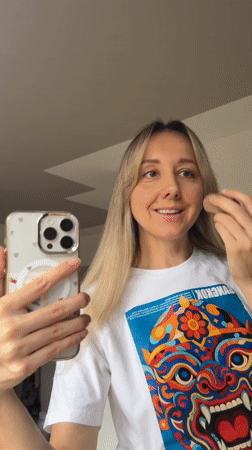 Woman documents beauty routine with selfies in Carnikava