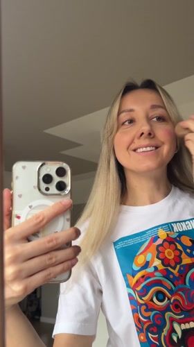 Woman documents beauty routine with selfies in Carnikava