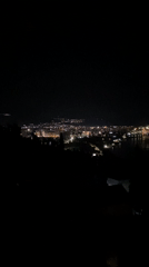 Nighttime cityscape illuminated along Montenegro coast near Šušanj