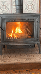 Wood-burning stove captured in operation in Argveta, Georgia
