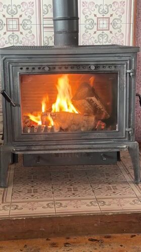 Wood-burning stove captured in operation in Argveta, Georgia