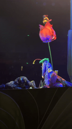 Costumed performers stage theatrical show in Belgrade stadium