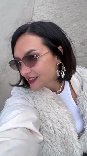 Woman records selfie video in Sarapul, Russia