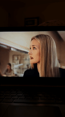 Viewer watches new Russian series on laptop in Izhevsk