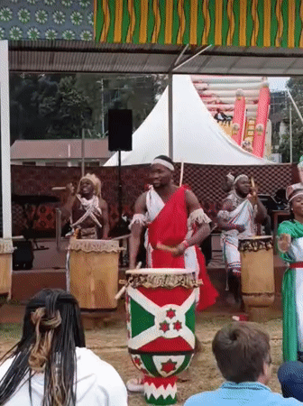 Traditional drumming and dance performance outside Nairobi's Kenya School of TVET