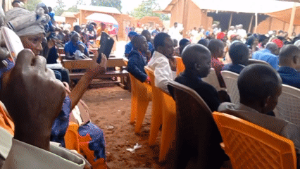 Community celebration with live music in Ngalula, DRC