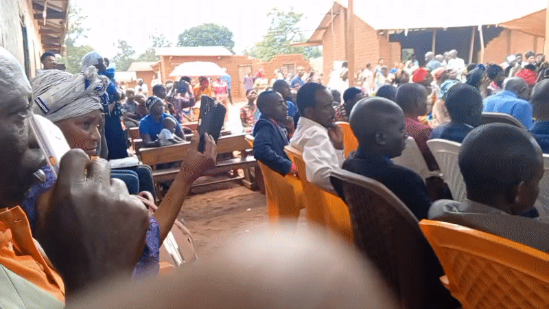 Community celebration with live music in Ngalula, DRC