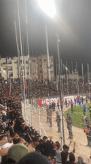 Packed stadium crowd cheers during nighttime event in Safi