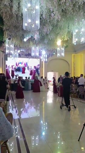 Wedding reception and mountain staircase in Naryn City