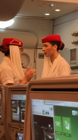 Emirates crew spotted aboard aircraft near Kuta, Indonesia