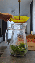 Homemade strawberry-mint drink preparation documented in Russian village