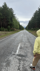 Man with van observed on forest road in Сизая, Russia