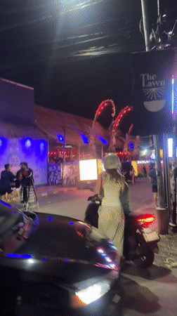 Nighttime street scenes captured in North Kuta, Indonesia