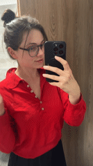 Woman takes playful bathroom selfies in Balatonlelle, Hungary