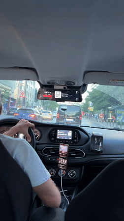 First-person drive through Şişli traffic, Istanbul