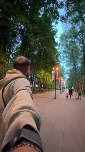 Evening park scenes captured in Dolgoprudny, Russia memorial area
