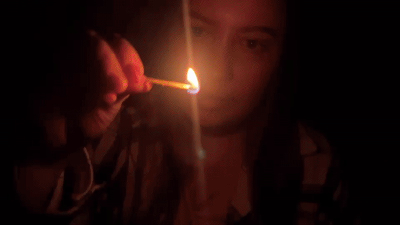 Matches and lighters lit in the dark, Novopokrovskaya night
