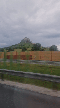 Driver captures Spiš Castle footage while passing through Slovakia