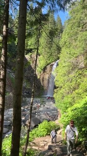 Waterfall stop and forest fungi along the Snoqualmie corridor