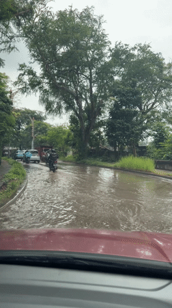 Heavy rains flood streets in Kuta Selatan, Indonesia