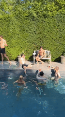 Poolside hangout and paint-splattered studio, Cambridge backyard