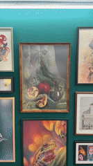 Art display documented on green wall in Sofia