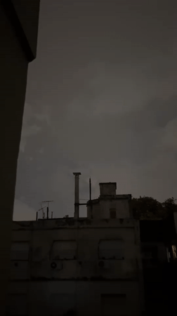 Lightning illuminates dark Buenos Aires sky early morning