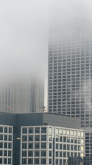 Fog blankets Chicago skyline as helicopter lands downtown