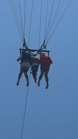 Parasailing and beach activities captured in Manavgat, Turkey