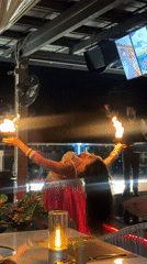 Fire dancer performs at upscale Patong venue