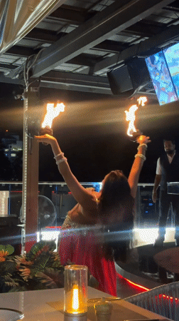 Fire dancer performs at upscale Patong venue