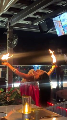 Fire dancer performs at upscale Patong venue