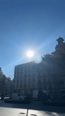 Sunny morning captured on video in Barcelona cityscape
