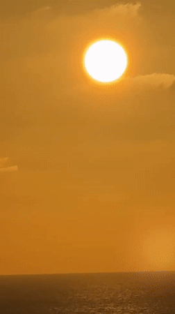 Sunset captured over Mediterranean waters in Netanya, Israel