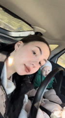Woman records driving selfie video in Chaikovsky, Russia