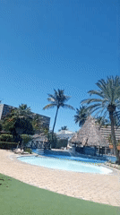 Soccer watch party at a Porlamar resort pool venue