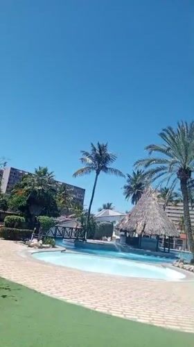 Soccer watch party at a Porlamar resort pool venue