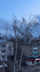 Casual moments captured around Chaikovsky Russia during windy afternoon