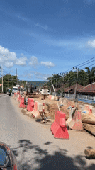 Nighttime road construction underway in Ko Samui area