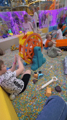 Late-night indoor playground session captured in Khabarovsk, Russia