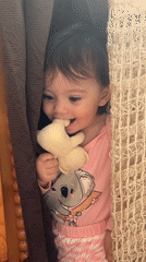 Toddler with plush toy spotted in Elena, Bulgaria