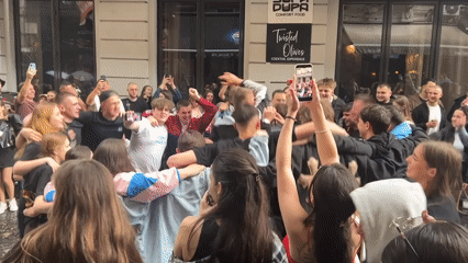 Crowds gather for afternoon celebration at local bars and restaurants