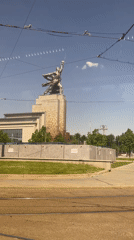 Moscow Tram Passenger Documents Journey Past Soviet-Era Monuments