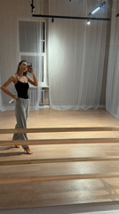 Woman takes selfies in Moscow dance studio