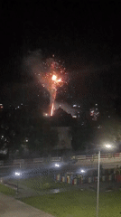 Colorful fireworks display lights up evening sky in Svilengrad