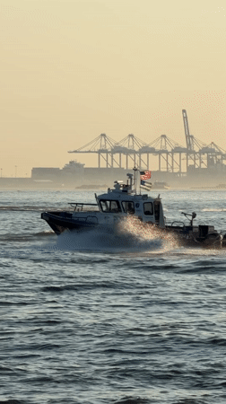 NYPD patrol boat speeds across New York waters