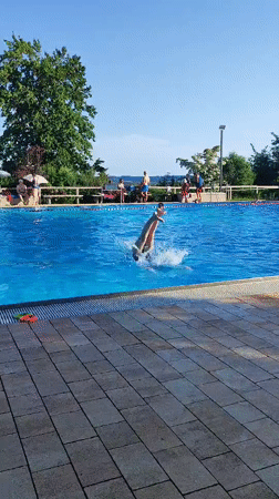 Sunny afternoon at Dinkelscherben's outdoor public pool