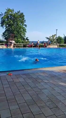 Sunny afternoon at Dinkelscherben's outdoor public pool