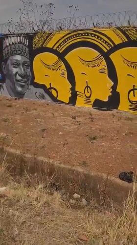 Street art murals documented near Nigerian bakery in Barakin Lerawi